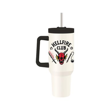 Termo de acero con doble pared y sorbete colección stranger things 1250 ml blanco -  Stranger Things