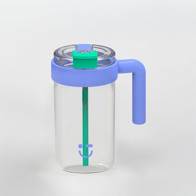 Tomatodo con tapa y asa plástico azul 1000 ml -  Miniso