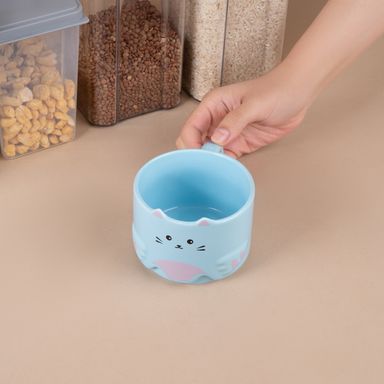 Taza kitten cerámica azul 300 ml -  Miniso