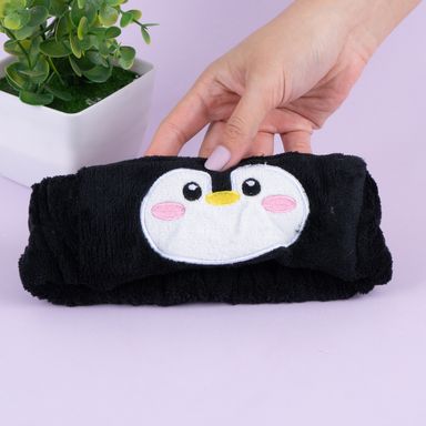 Banda para cabello 100% poliéster negra 24x7 cm pingüinito -  Miniso