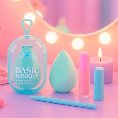 Esponja de maquillaje con estuche candy verde aqua -  Miniso