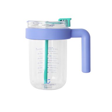 Tomatodo con tapa y asa plástico azul 1000 ml -  Miniso
