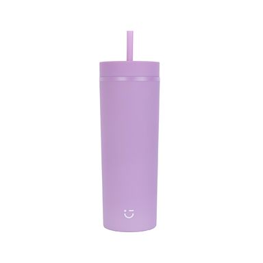 Tomatodo con tapa y sorbete plástico violeta 473 ml -  Miniso