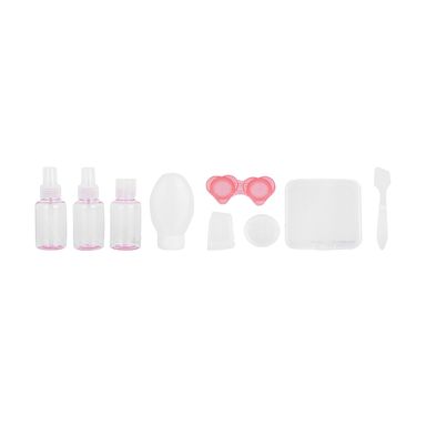 Kit botellas de viaje plástico rosa 80 ml, 10 gr 9 piezas -  Miniso
