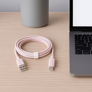Cable de carga super rápida y datos usb a tipo c nailon reforzado rosa 1 m 66 w -  Miniso