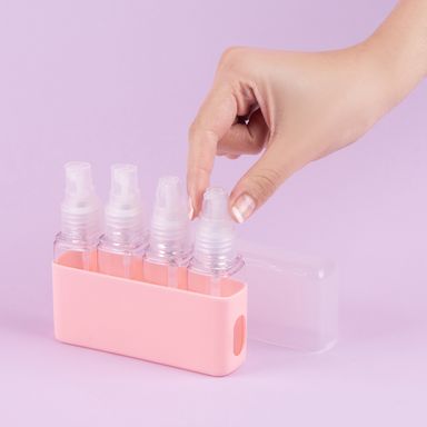 Set botellas de viaje con atomizador plástico rosas 30 ml 4 piezas -  Miniso