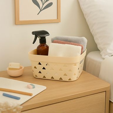 Cesta de almacenamiento sintética beige 22.5x13.8x17.5 cm -  Miniso