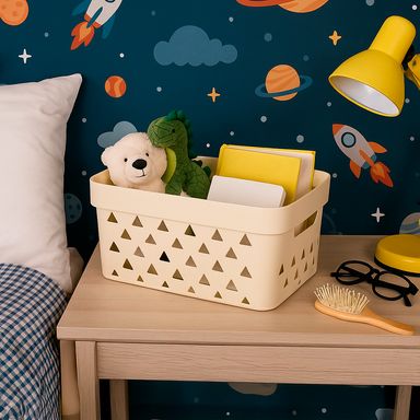 Cesta de almacenamiento plástico beige 30x13 cm -  Miniso