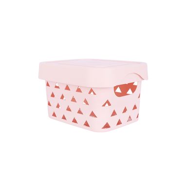 Cesta de almacenamiento con tapa macaron sintética rosa 21x13x17 cm -  Miniso