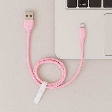 Cable de carga y datos usb a lightning sintético rosa 1 m 12w -  Miniso