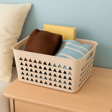 Cesta de almacenamiento sintética beige 22.5x19 cm -  Miniso
