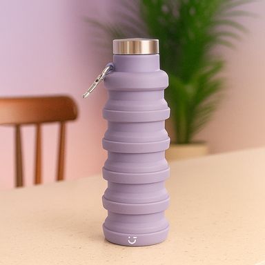 Tomatodo con tapa enroscable plegable silicona lila 500 ml -  Miniso