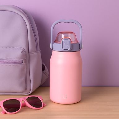 Termo con tapa enroscable acero inoxidable rosa 850 ml -  Miniso