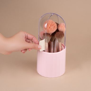 Organizador para brochas de maquillaje a prueba de polvo plástico rosa -  Miniso