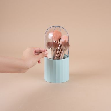 Organizador para brochas de maquillaje a prueba de polvo plástico azul -  Miniso