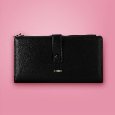 Cartera larga para mujer minimalista sintética negra 19x2x10 cm -  Miniso