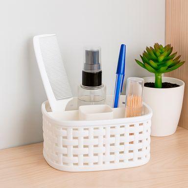 Cesta de almacenamiento plástico beige 10.5x10.5 cm -  Miniso