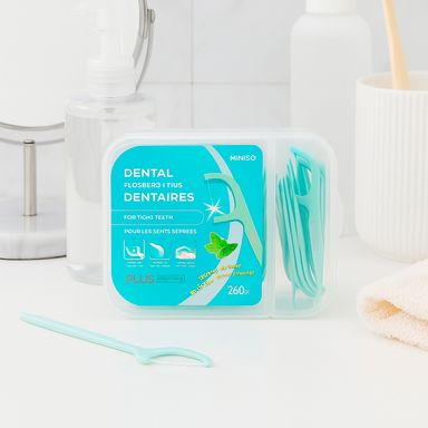 Paquete hilos dentales en arco desechables verdes menta 260 piezas -  Miniso