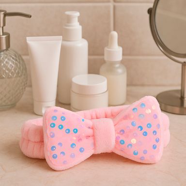 Banda para cabello con moño 100% poliéster rosa 20x5 cm -  Miniso