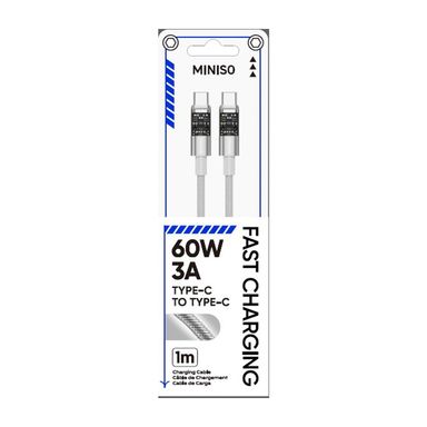 Cable de carga rápida tipo c a tipo c nailon reforzado 1 m 60 w -  Miniso