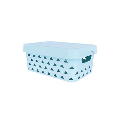 Cesta de almacenamiento con tapa macaron plástico verde aqua 31x13x21 cm -  Miniso