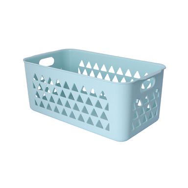 Cesta de almacenamiento diseño geométrico plástico azul 31x13x17.3 cm -  Miniso