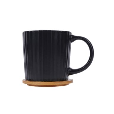 Taza con tapa cerámica negra 320 ml -  Miniso