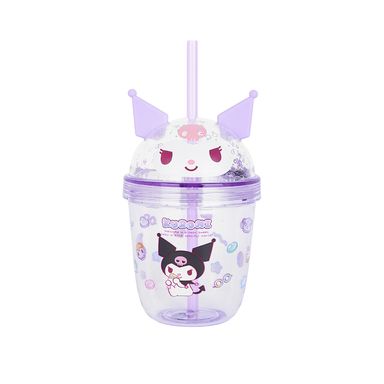 Vaso con tapa y sorbete doble capa plástico lila 435 ml kuromi sanrio -  Sanrio