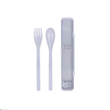 Kit de cubiertos con estuche plástico gris 2 piezas -  Miniso
