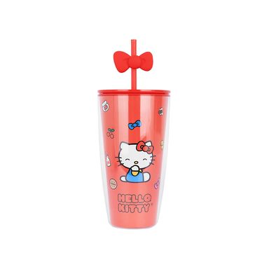 Vaso con tapa y sorbete plástico rojo 730 ml hello kitty sanrio -  Sanrio