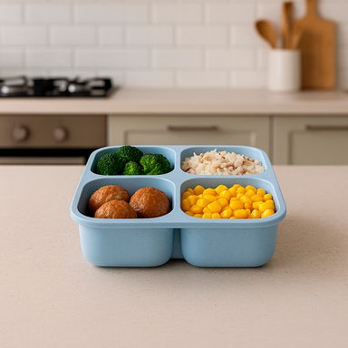 Taper de alimentos con secciones plástico azul 650 ml -  Miniso