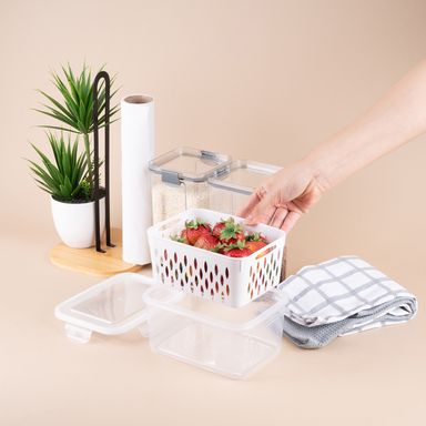 Taper de alimentos con cesta de drenaje plástico transparente 1750 ml -  Miniso