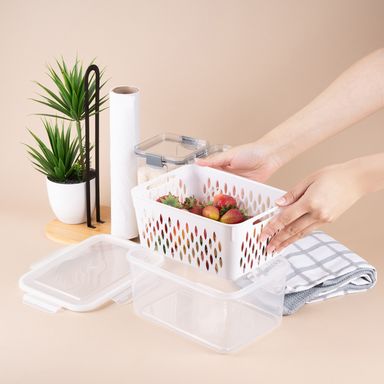 Taper de alimentos con cesta de drenaje plástico transparente 3.3 l -  Miniso