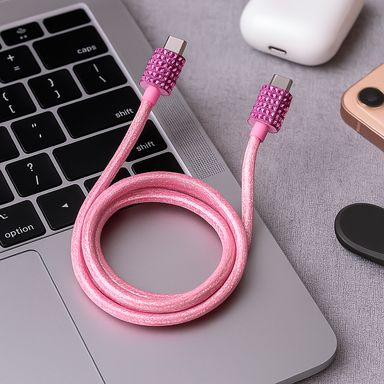 Cable de carga y datos tipo c nailon reforzado rosa 1 m 60 w diamond like -  Miniso