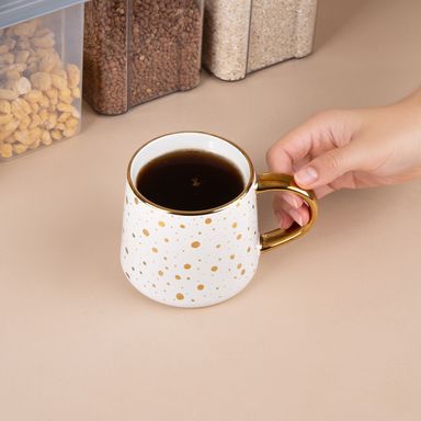 Taza estampado de lunares cerámica blanca 340 ml -  Miniso