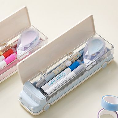 Organizador de escritorio diseño de autobús plástico verde aqua 23.5x5.2x7 cm -  Miniso