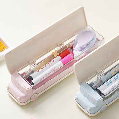 Organizador de escritorio diseño de autobús plástico rosa 23.5x5.2x7 cm -  Miniso