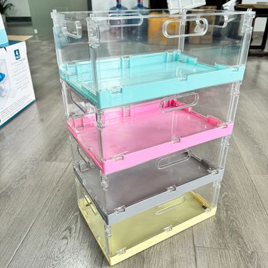 Organizador de escritorio con asas plegable macaron sintético rosa 20.5x15.3x9 cm -  Miniso