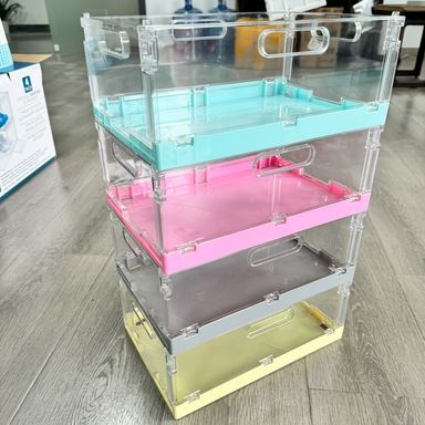 Organizador de escritorio con asas plegable macaron sintético beige 30.5x20.5x11.8 cm -  Miniso