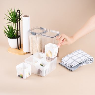 Taper de alimentos con cesta de drenaje plástico transparente 1500 ml -  Miniso