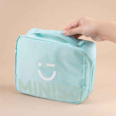 Neceser de viaje textil verde aqua 21x17x9 cm -  Miniso
