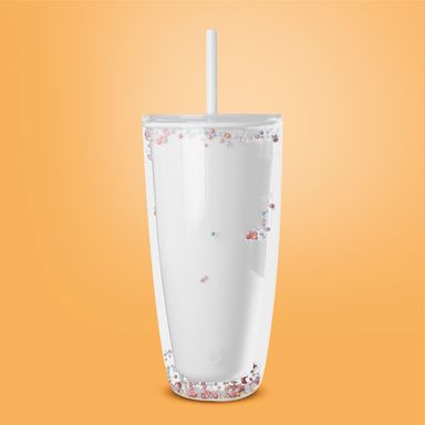 Tomatodo con tapa y sorbete doble capa plástico blanco 730 ml minimalista -  Miniso