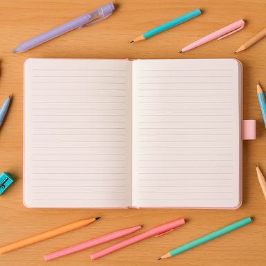 Libreta pasta dura rosa 12.8x18 cm 80 hojas rayas -  Miniso