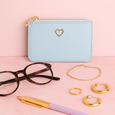 Monedero corazón metálico sintético azul 13x1x8 cm -  Miniso