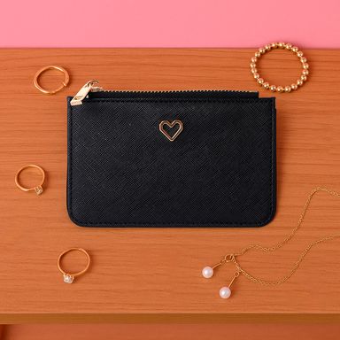 Monedero sintético negro 13x8 cm -  Miniso