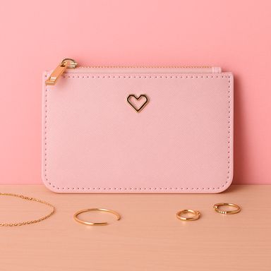 Monedero sintético rosa 13x8 cm -  Miniso