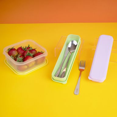 Kit de cubiertos con estuche acero inoxidable morado 3 piezas -  Miniso