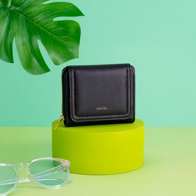 Cartera para mujer con monedero sintético negro -  Miniso