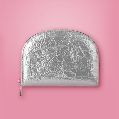 Monedero diseño craquelado 100% poliéster plateado 11x8x2 cm -  Miniso