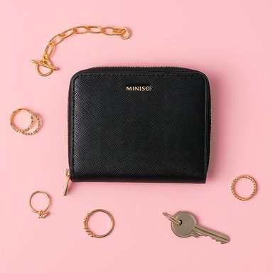 Cartera para mujer textil negra 12x3x9 cm -  Miniso